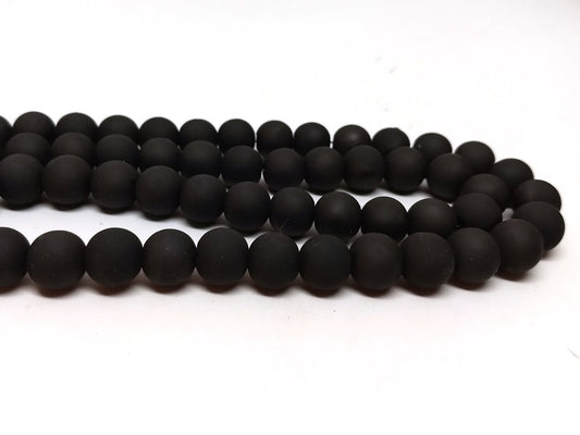 BD630 - 6mm Black Rubberized Glass Round Beads - 32" strand - Approx 132 beads per strand - Hole Size: 1.3mm