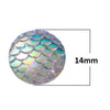 CA390 - 10 pcs Mermaid Fish Scales Resin Carved Embellishment Cabochons White Multicolor - 14mm (0.55 in)