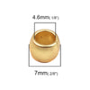BD751 - 10 pcs Gold Plated Smooth Drum METAL Spacer Beads - MATTE - 7mm x 6mm - Large Hole: 4.6mm - Fits European Cords!
