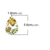 P230A - 4 pcs. White, Green, Yellow Floral Embroidered Faux Leather Dangle Charms Pendants - Teardrop - 56mm (2.2") - Double Sided