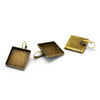 E360 - 10 pcs. Antique Bronze Earring Clips Settings Lever Back Bezels Cabochons - 25mm Glue Pad Setting (1 inch) - Square