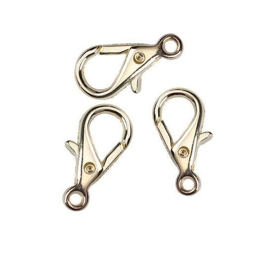 CL037 - 15 pcs. Gold Plated Lobster Clasps - 28mm X 15mm (1.1 inch) - Claw Clasps