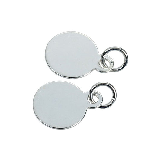 P981 - 1 pc. 925 Sterling Silver Circle Round Stamping Tags with Jump Ring Dangle - 13 x 8mm - 8mm Glue Pad
