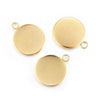 P1157 - 5 pcs. 304 Stainless Steel 24k Gold Plated Circle Round Bezel Pendant Tags Trays - 20mm Glue Pad Setting - Tarnish Resistant!