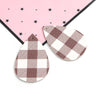 P1040 - 10 pcs Brown and White Faux Leather Dangle Pendants - Teardrop - Gingham Pattern - 56mm (2.2") - Great for Earrings or Dangles! Double-Sided
