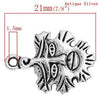 P357B - 100 pcs. Antique Silver Green Men Charms Pendants - 21x15mm (7/8" x 5/8")