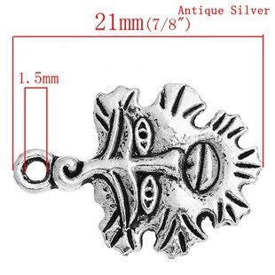 P357B - 100 pcs. Antique Silver Green Men Charms Pendants - 21x15mm (7/8" x 5/8")