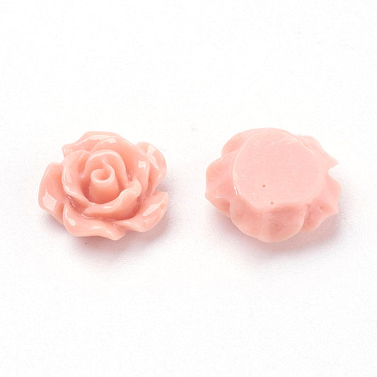 CA747 - 100 pcs Resin Cabochons - 10mm - Rose Flower Design - Multicolor - Fit on 8mm flat settings!