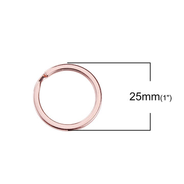 J120 - 10 pcs. Rose Gold Plated Split Rings Key Rings - 25mm (1 inch) - 2.4mm Thick