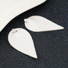 P849 - 10 pcs. Scales Faux Leather Dangle Charms Pendants - Pinch Leaf - White - Silver Tone Jump Ring - 63mm (2.5") - Double Sided