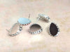 E423 - 10 pcs. Silver Plated Earring Tacks Posts Studs Settings Bezels Cabochons - Teardrop - 18mm x 13mm Glue Pad Setting