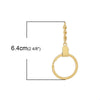 J251 - 20 pcs. Gold Plated Circle Split Jump Rings Key Rings with Chain - 64mm x 30mm (2 1/2" x 1 1/8")