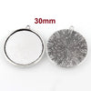 P445 - 10 pcs. Antique Silver Circle Round Bezel Cabochon Pendant Tags Trays - 30mm Glue Pad Setting Housing Cups - Single Sided