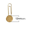 CA701 - 10 pcs. Gold Plated Paper Clips Cabochons Bezels - 38mm x 14mm - 12mm Circle Glue Pad