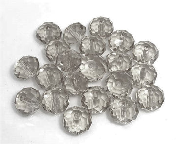 BD656 - 20 pcs. Black Diamond Crystal Glass Faceted Rondelle Beads - 8mm - Hole Size: 1.3mm