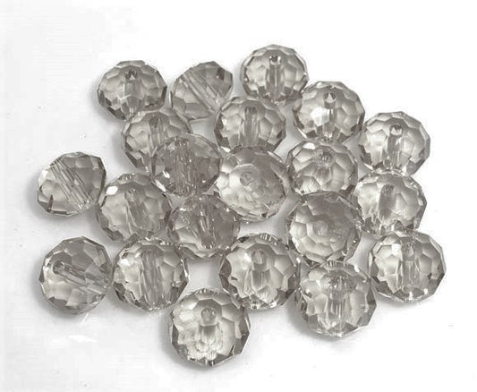 BD656 - 20 pcs. Black Diamond Crystal Glass Faceted Rondelle Beads - 8mm - Hole Size: 1.3mm