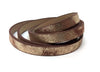 N177 - 1M (3.28 FT) - Brown and Gold FLAT Faux Leather Jewelry Cord - 10mm Wide - DISTRESSED