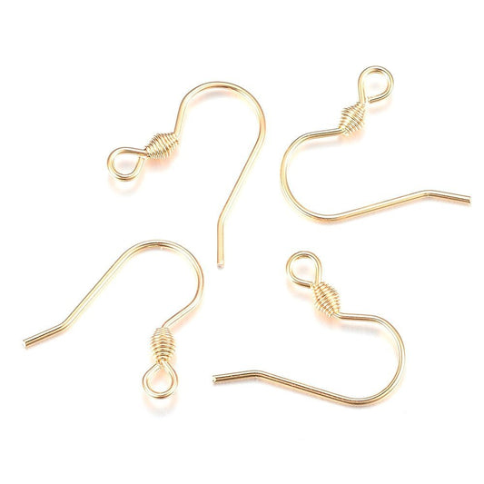 E331A - 100 pcs 304 Stainless Steel Earring Hooks with Spring - Golden - 15mm x 16mm - Hypoallergenic! Tarnish Resistant! Hole size: 2mm