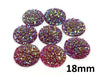 CA867 - 10 pcs Druzy Resin Embellishment Cabochons Ruby Red Multicolor - 18mm - Dome Style