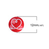 CA978 - 10 pcs Assortment of Circle Heart Glass Round Dome Seals Tiles Cabochons - 12mm - Set 1