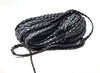 N181 - 10M (32.8 FT) - Black Faux Leather Jewelry Cord - 5mm Wide - BRAIDED