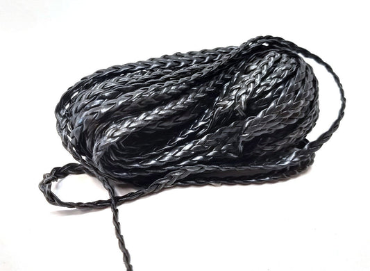 N181 - 10M (32.8 FT) - Black Faux Leather Jewelry Cord - 5mm Wide - BRAIDED