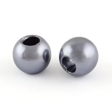 BD666 - 100 pcs Gray Smooth ABS Plastic Ball Spacer Beads - 12mm - Large Hole: 5mm