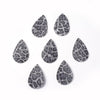 P2223 - 10 pcs. Leopard Faux Leather Dangle Charms Pendants - Teardrop - Black and Gray - 56mm (2.2") - Double Sided