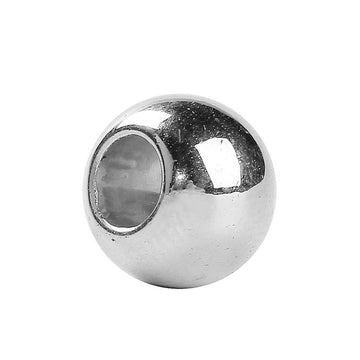 BD242 - 100 pcs Silver Tone Smooth Ball Spacer Beads - 10mm - Large Hole: 4.7mm - Fits European Cords and Paracord!