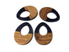 WP0001 - 4 pcs. Black Resin and Wood Teardrop Flat Pendant - 38mm x 28mm - (1.5" x 1.1") - LARGE - Great for Earrings and Necklaces!
