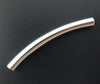BD539 - 200 pcs. Silver Plated Noodle Tube Long Thin Smooth Curved Beads - 30mm x 3mm (1 1/8") - Made of Copper! High Quality! Hole Size: 2.5mm