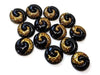 10 pcs Druzy Resin Embellishment Cabochons - 12mm - Bi Color Style - Black and Gold - Multicolor