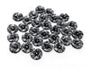 CA710 - 10 pcs Druzy Resin Embellishment Cabochons Gunmetal - 16mm - Circle - Metallic Flower Design