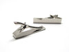 TC042 - 2 pcs Silver Tone Tie Bars/Clips - 41x8mm Glue Pad
