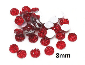 CA908 - 10 pcs Druzy Resin Embellishment Cabochons Wine Passion Dark Red AB - 8mm