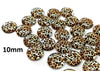 CA785 - 10 pcs Circle Leopard Glass Round Dome Seals Tiles Cabochons - 10mm - Yellow