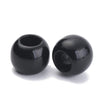 BD732 - 100 pcs Black Smooth Acrylic Ball Spacer Beads - 10mm - Large Hole: 4.7mm - Fits European Cords and Paracord!
