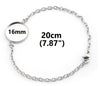B096 - 3 pcs. 304 Stainless Steel Silver Tone Chain Bracelets - 7.87" (20cm) - 16mm Bezel - Tarnish Resistant!