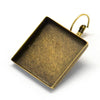E360 - 10 pcs. Antique Bronze Earring Clips Settings Lever Back Bezels Cabochons - 25mm Glue Pad Setting (1 inch) - Square