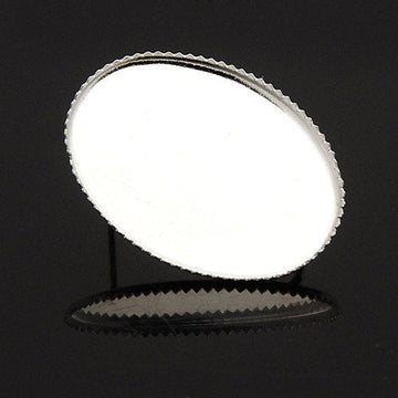 E411 - 10 pcs. Silver Plated Earring Tacks Posts Studs Settings Bezels Cabochons - Oval - 25mm x 18mm Glue Pad Setting