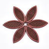 P2102 - 4 pcs. Dark Brown REAL Leather Cowhide over Wood Dangle Pendants - Rattan - Marquise - 46mm (1.81") - Great for Earrings or Dangles!