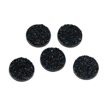 CA091 - 10 pcs Druzy Resin Embellishment Cabochons Sparkly Black - 18mm - Circle Round