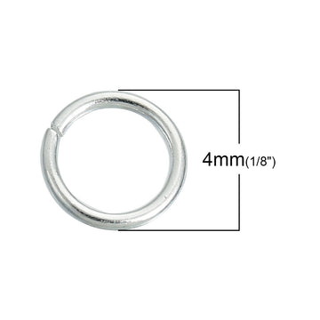 J079 - 5 pcs 925 Sterling Silver Open Jump Rings - 4mm - 22 Gauge - Platinum Plated