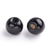 BD715 - 200 pcs Black Wooden Wood Round Spacer Beads - 8mm (0.32") - Hole Size: 2.5mm - Glossy