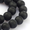 BD740 - 42 Beads - 8mm Black Frosted Round Beads - 12.5" strand - Approx 42-43 beads per strand - Hole Size: 1mm - Matte