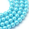 BD208 - 12mm Sky Blue Glass Pearl Imitation Round Beads - 16 inch strand (Approx. 30 Beads)