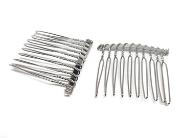 H099 - 6 pcs. - Silver Tone Comb Hair Clips - 42mm x 36mm (1.65" x 1.42") - 10 Teeth - Great Quality!