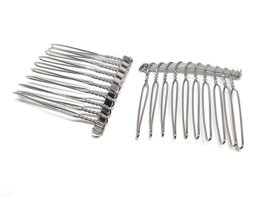 H099 - 6 pcs. - Silver Tone Comb Hair Clips - 42mm x 36mm (1.65" x 1.42") - 10 Teeth - Great Quality!