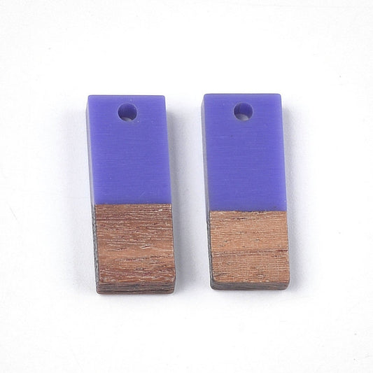 P2075 - 10 pcs. Assortment of Resin and Wood Rectangle Flat Pendant - 23mm x 9mm - (0.91" x 0.4") - SMALL - Great for Earrings and Necklaces!