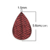 P1074 - 10 pcs Red Faux Leather Dangle Charms Pendants - Teardrop Braided Weave - 56mm (2.2") - Great for Light Earrings or Dangles! Double-Sided